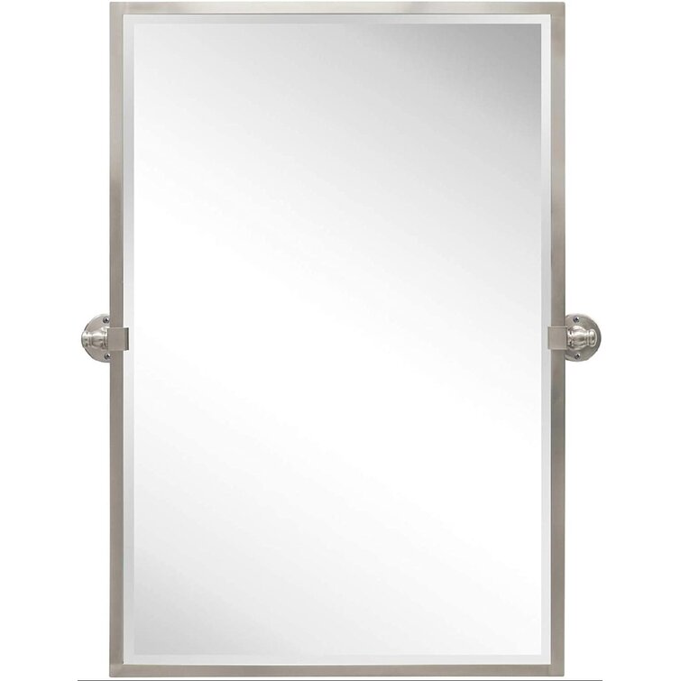 28.5 X 36 Brushed Gold Metal Framed Pivot Rectangle Bathroom Mirror In  Stainless Steel Tilting Beveled Vanity Mirrors For Wall